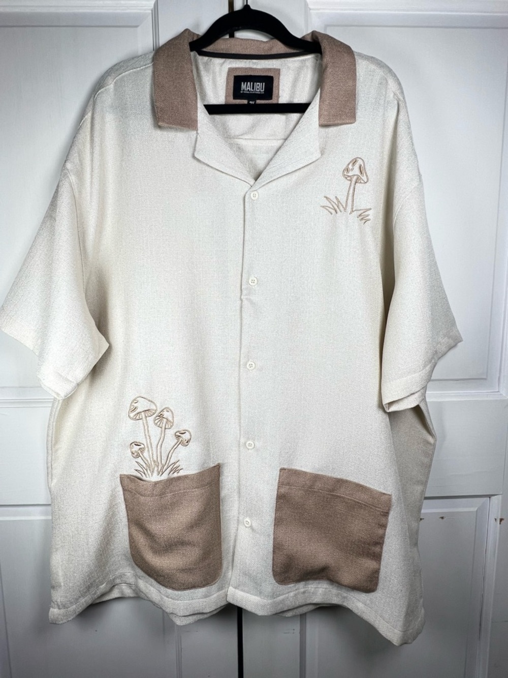 Malibu by Drill Clothing Co. Shirt Button Up Mushroom Themed Men's 3X